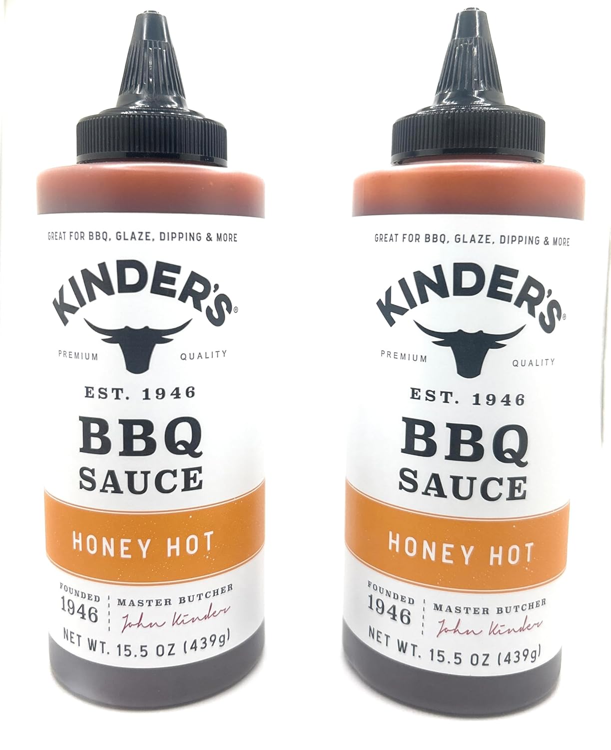 Kinder's Marinades, BBQ, Dipping & Wing Sauces - 2 bottles (Honey Hot BBQ 15.5oz)
