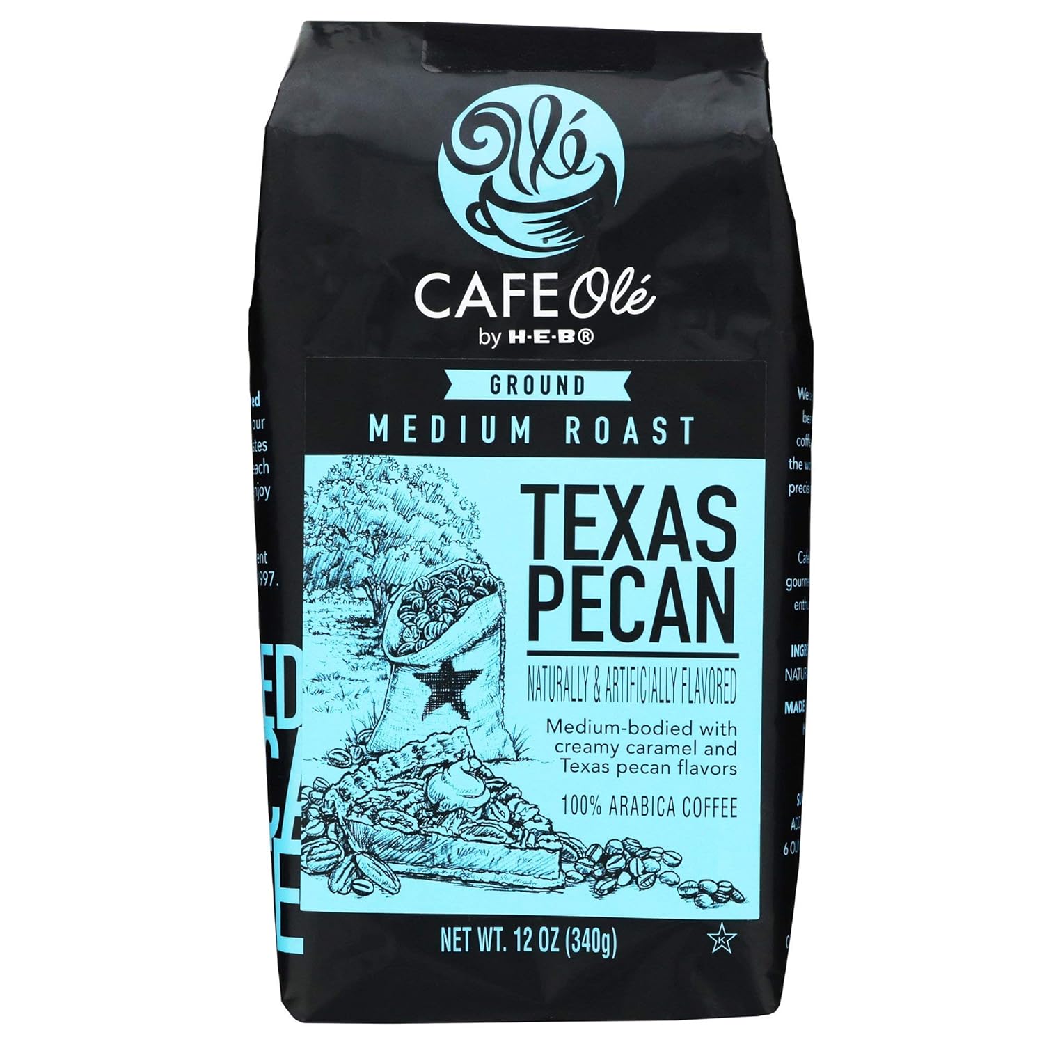 Cafe Ole Texas Pecan Ground Coffee 12oz pack of 2
